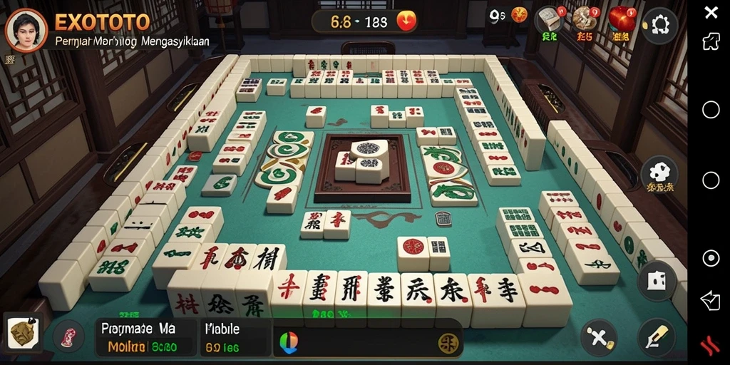 Tampilan gameplay EXOTOTO menampilkan tantangan Mahjong yang seru.