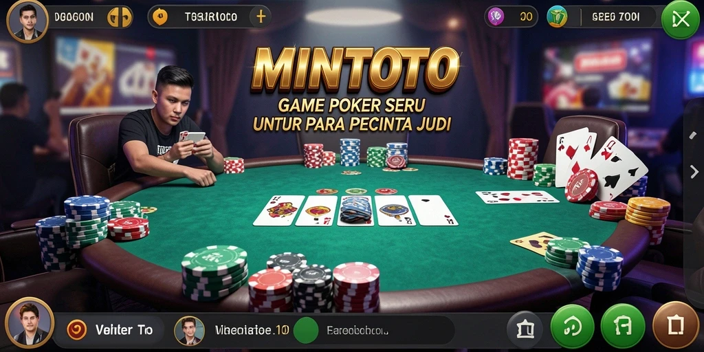 Tampilan gameplay MINTOTO yang menegangkan dan seru saat bermain Poker.