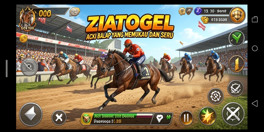 Gameplay ZIATOGEL menampilkan aksi balap yang seru dan mendebarkan.