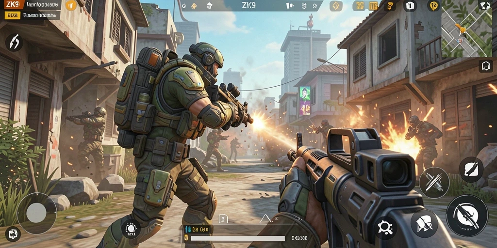 Gameplay intens dari ZK9 menampilkan aksi tembak-menembak yang mendebarkan.
